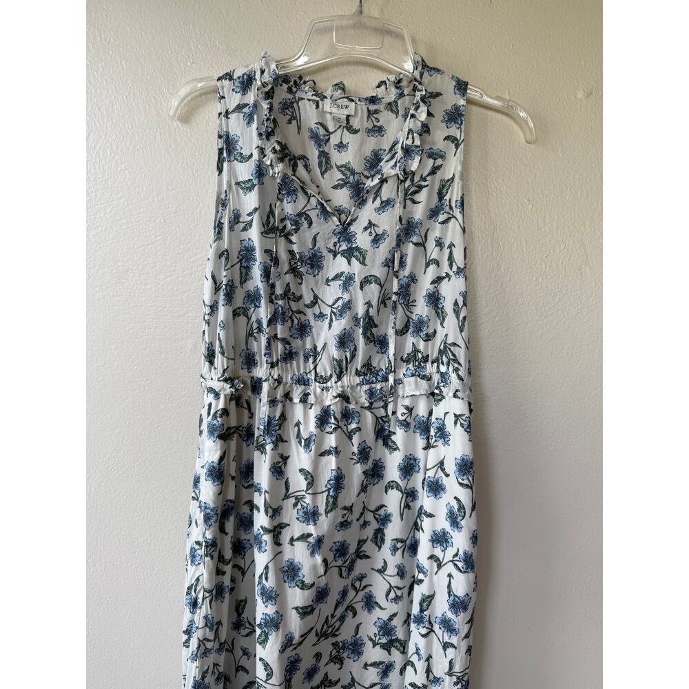 J. Crew printed Cotton tie-front midi dress white and blue floral pattern Size 6 - Picture 4 of 13